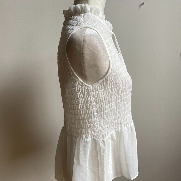 𝅺PLEIONE Bnwt Smocked Sleeveless Baby Doll Blouse S - Picture 4 of 12